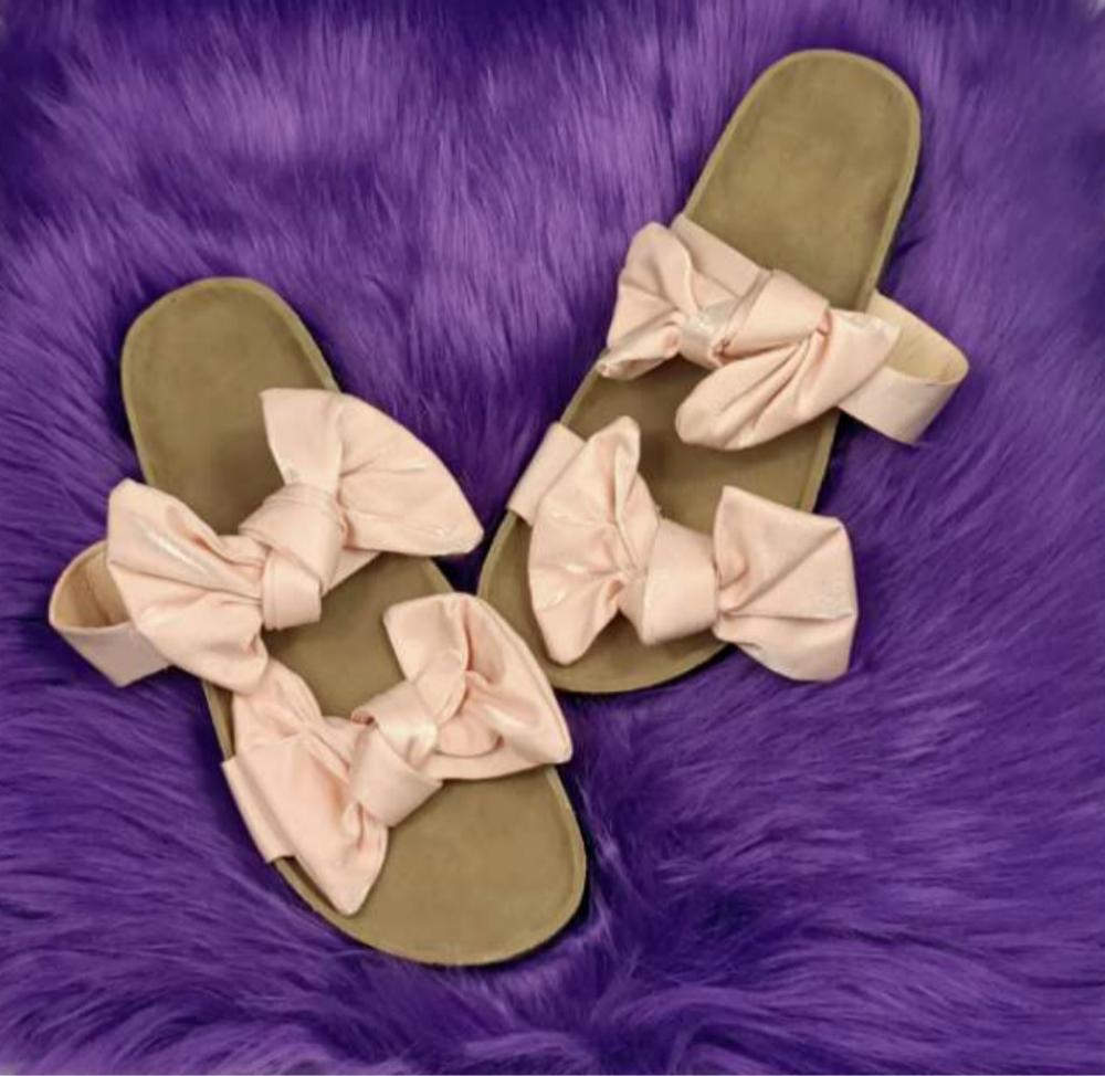 Women Open Toe Bow Style Platform Slides