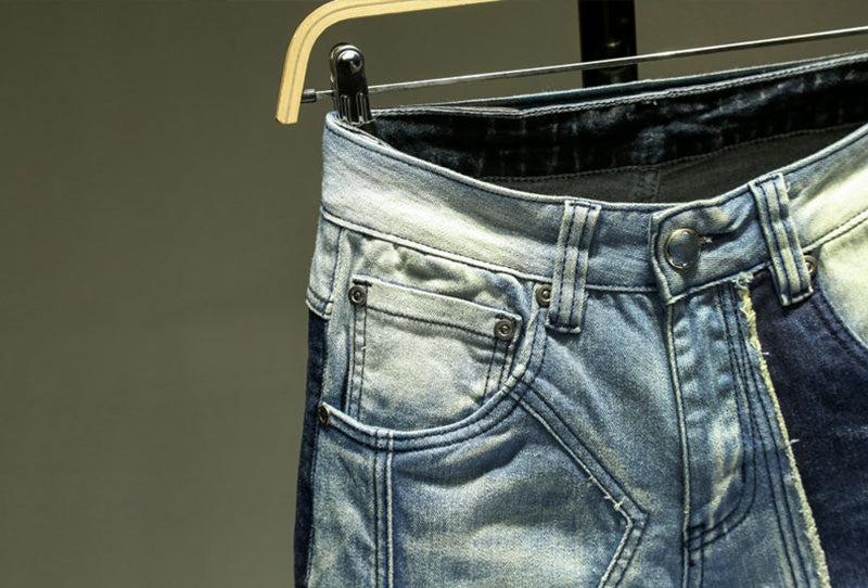 Men Ripped Biker Stretch Denim Pants Slim Fit