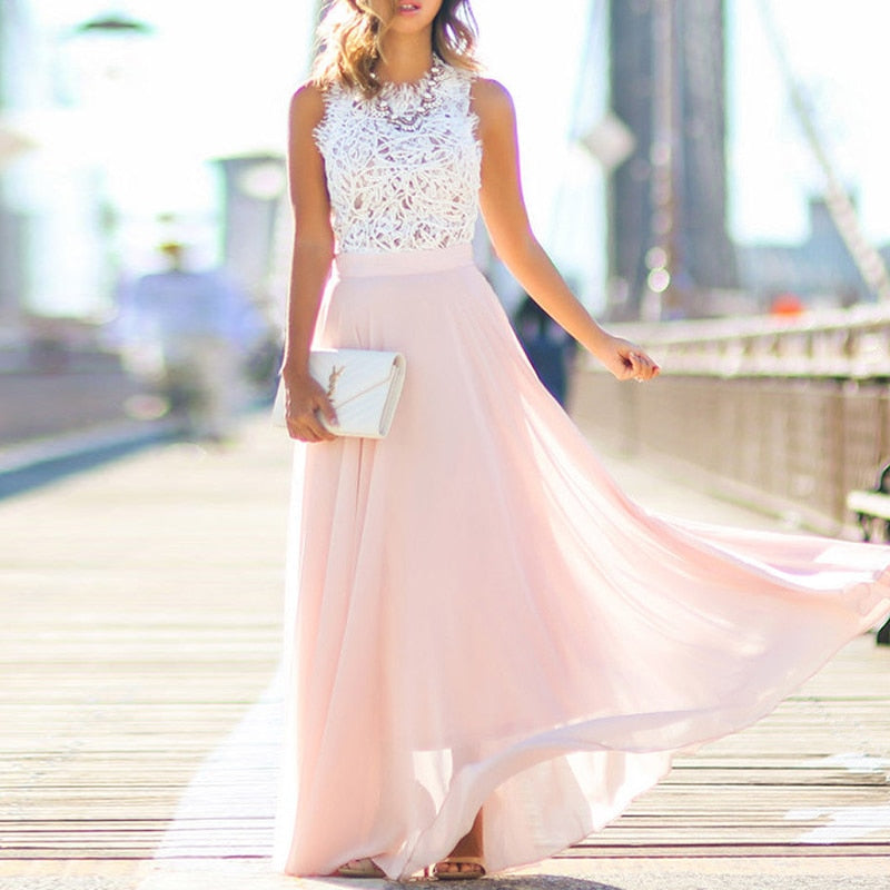 Hollow Out Beach Womens Boho Sleeveless Maxi Dress