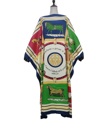 Women Printed Silk Loose Kaftan Dresses