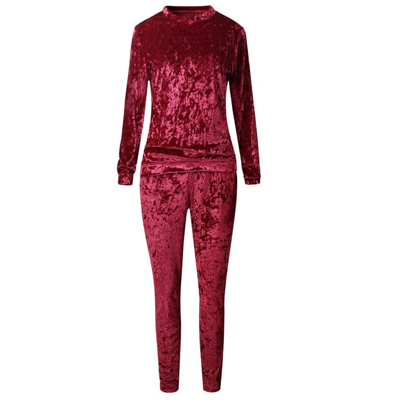 Women Velvet Two Piece Winter Velour Tracksuit