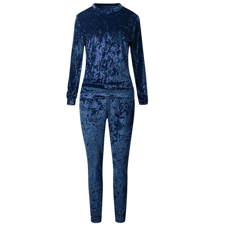 Women Velvet Two Piece Winter Velour Tracksuit