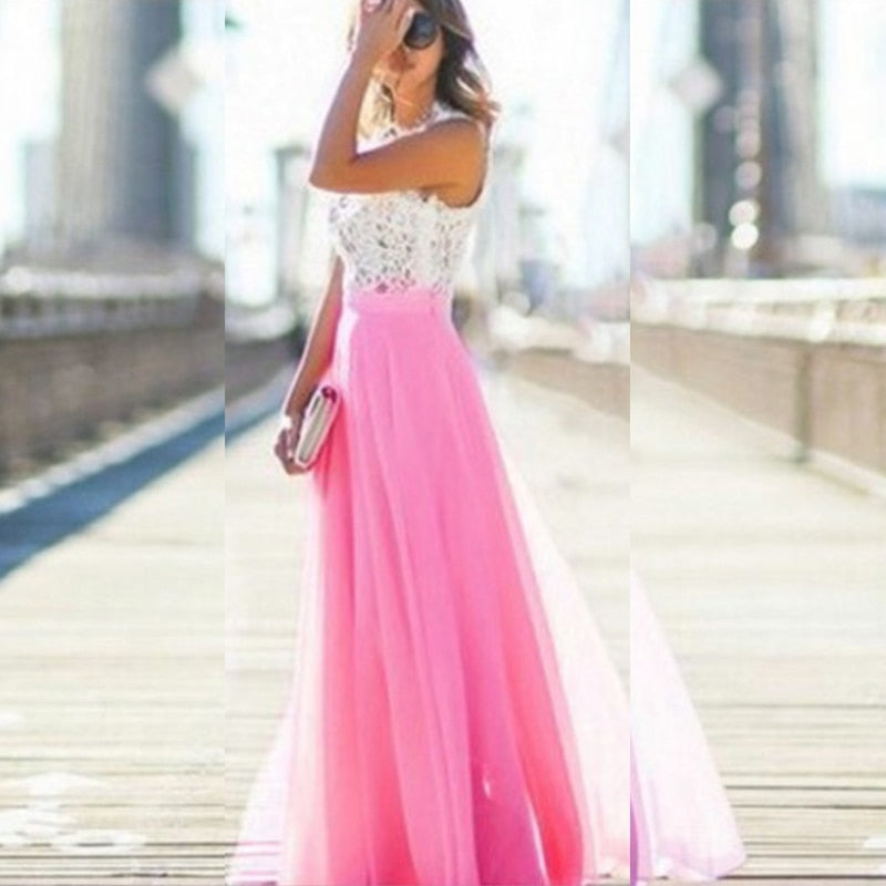 Hollow Out Beach Womens Boho Sleeveless Maxi Dress