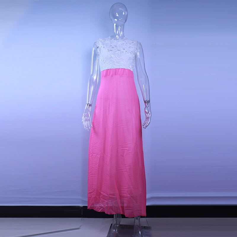 Hollow Out Beach Womens Boho Sleeveless Maxi Dress