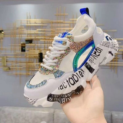 Women Fashion  Design Comfortable Graffiti Breathable Platform Shoes