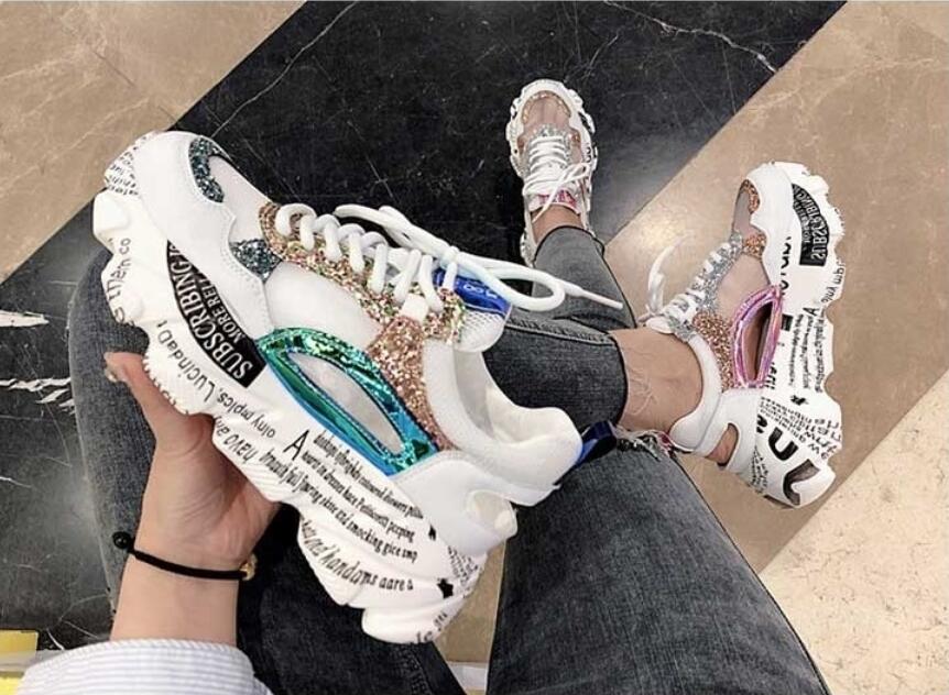 Women Fashion  Design Comfortable Graffiti Breathable Platform Shoes