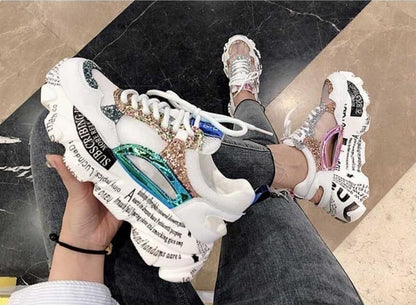 Women Fashion  Design Comfortable Graffiti Breathable Platform Shoes