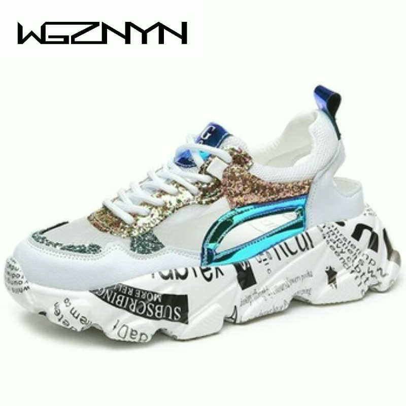 Women Fashion  Design Comfortable Graffiti Breathable Platform Shoes