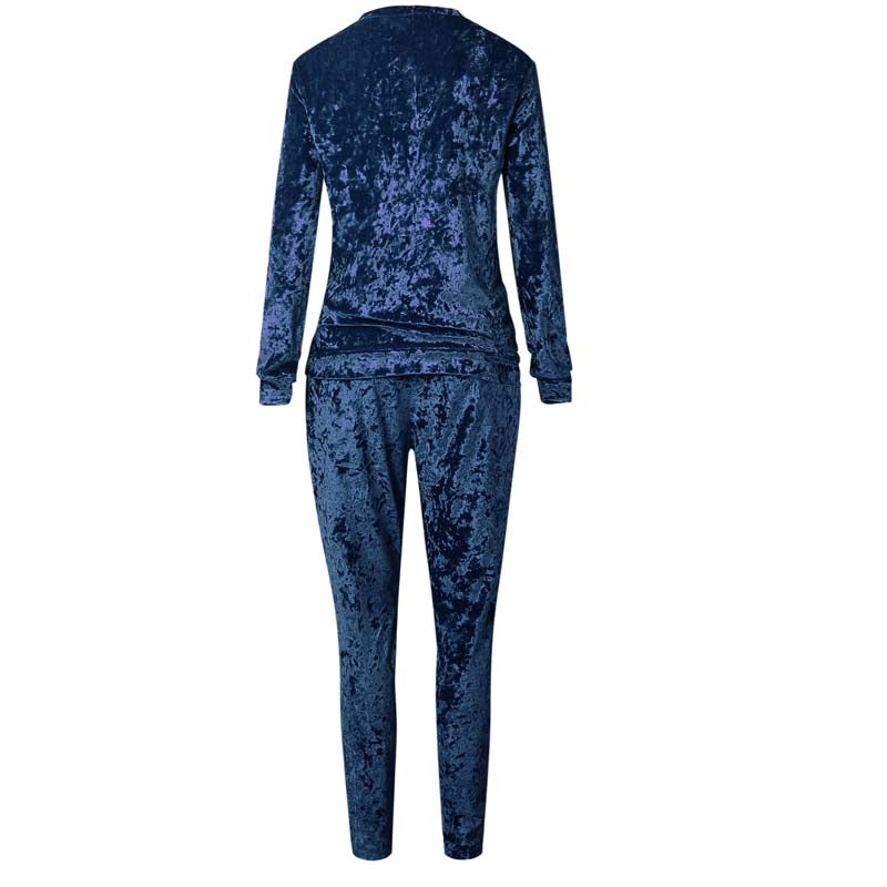 Women Velvet Two Piece Winter Velour Tracksuit