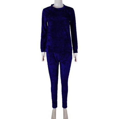 Women Velvet Two Piece Winter Velour Tracksuit