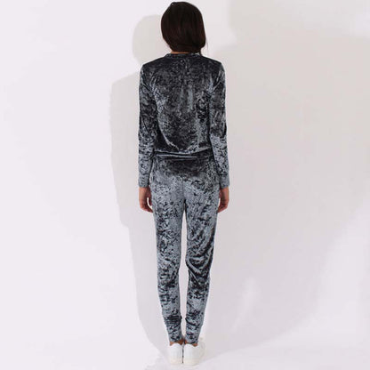 Women Velvet Two Piece Winter Velour Tracksuit