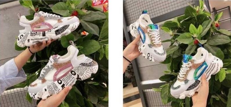 Women Fashion  Design Comfortable Graffiti Breathable Platform Shoes