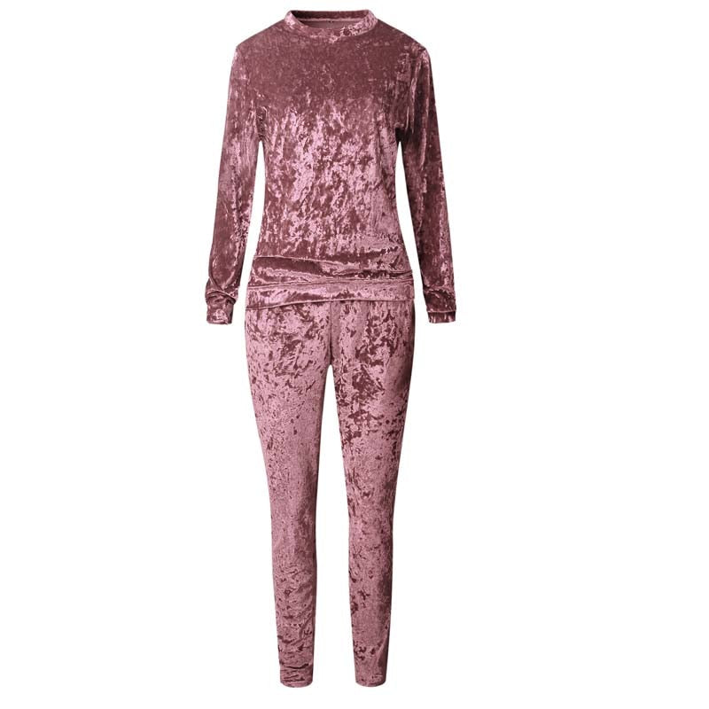 Women Velvet Two Piece Winter Velour Tracksuit