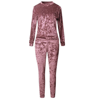 Women Velvet Two Piece Winter Velour Tracksuit