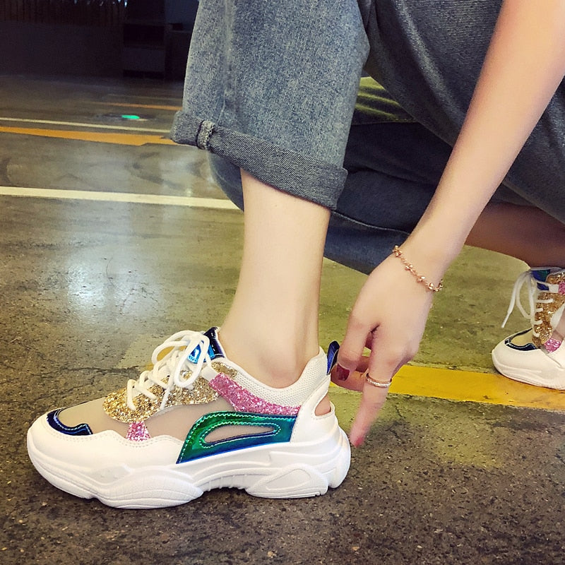 Women Fashion  Design Comfortable Graffiti Breathable Platform Shoes
