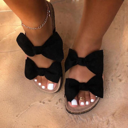 Women Open Toe Bow Style Platform Slides