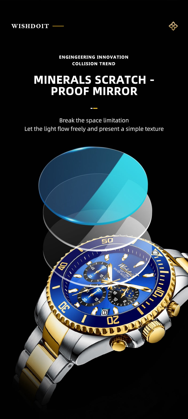 Men Brand Waterproof Sports Stainless Steel New Fashion Luxury Watch