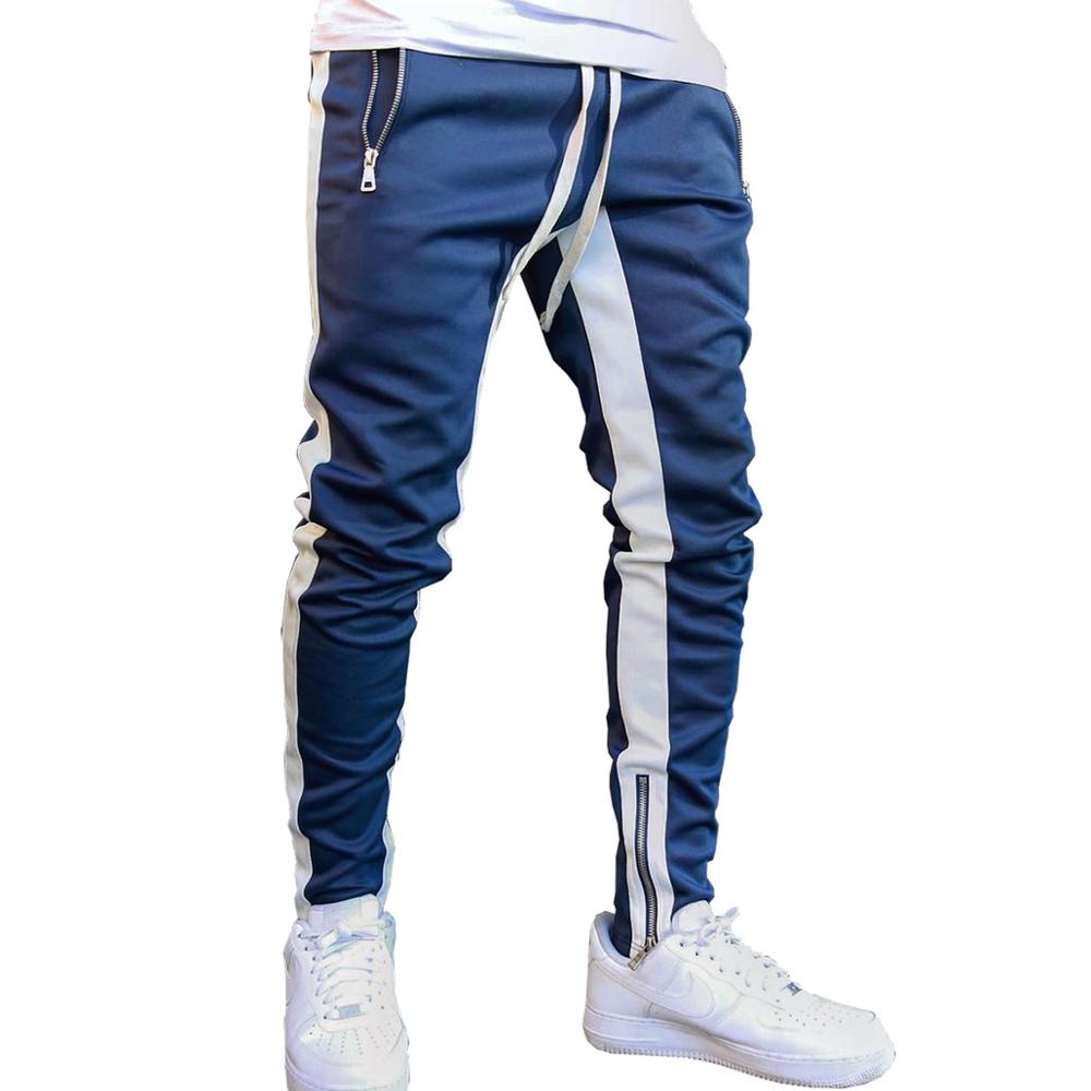 Men Drawstring Side Stripe Skinny Jogger Pant