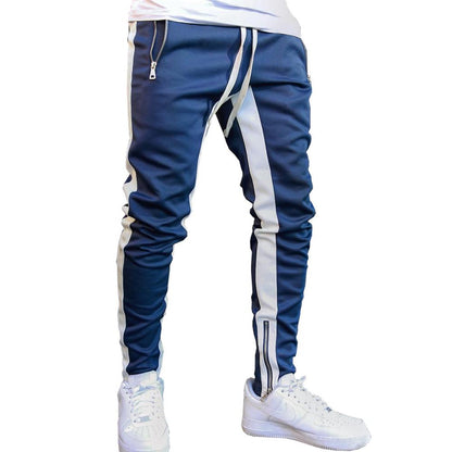 Men Drawstring Side Stripe Skinny Jogger Pant