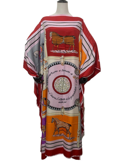 Women Printed Silk Loose Kaftan Dresses