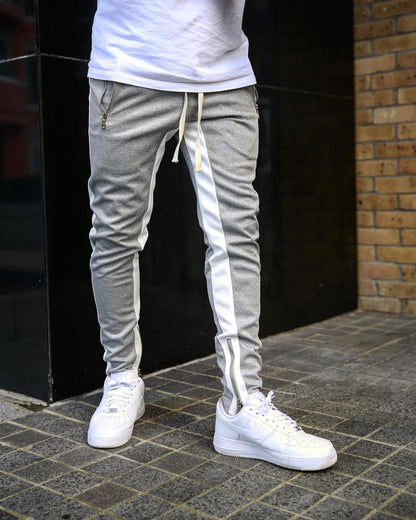 Men Drawstring Side Stripe Skinny Jogger Pant