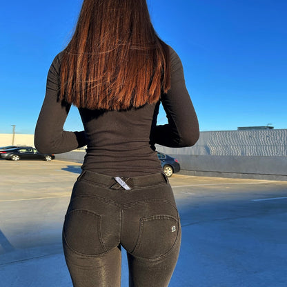 Women Stretchy Straight Leg Pencil Jeggings Push Up Jeans