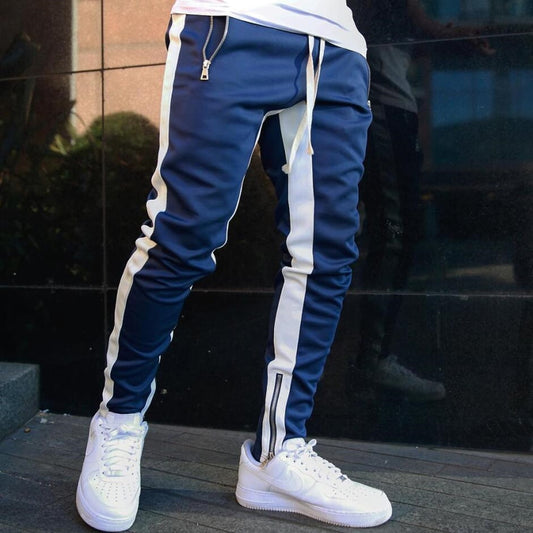 Men Drawstring Side Stripe Skinny Jogger Pant
