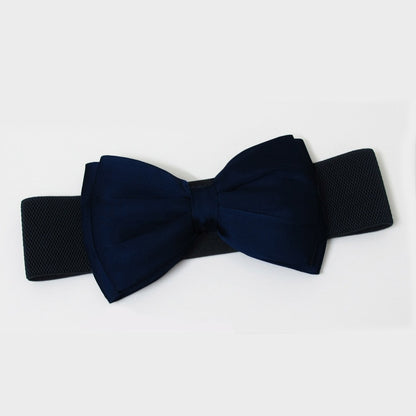 Women Elegant Elastic Waistbands Stretchy Solid Color Ribbon Bow-Knot Waist Belt
