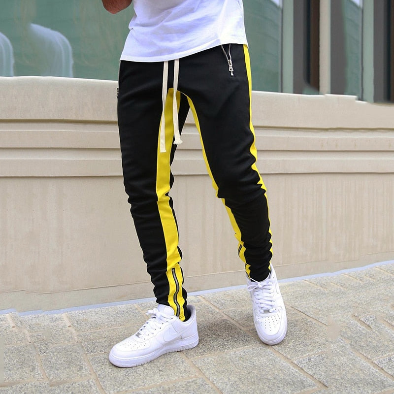 Men Drawstring Side Stripe Skinny Jogger Pant