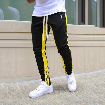 Men Drawstring Side Stripe Skinny Jogger Pant