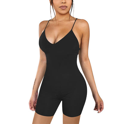Women V-neck Romper Shorts