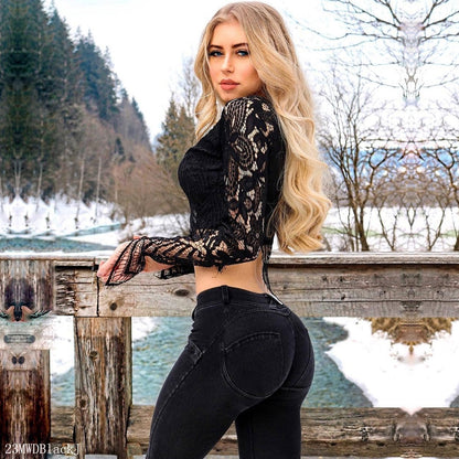 Women Stretchy Straight Leg Pencil Jeggings Push Up Jeans