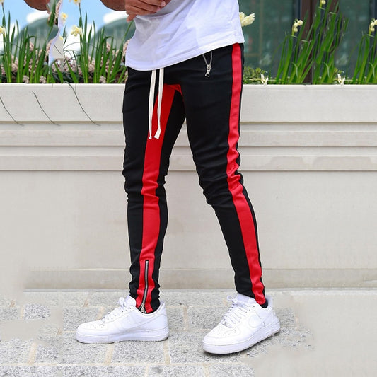 Men Drawstring Side Stripe Skinny Jogger Pant