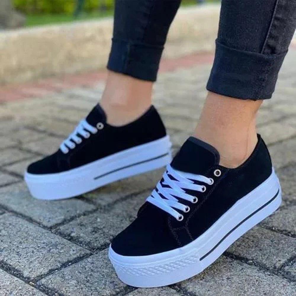 Women Canvas Summer Thick-Soled Lace up Shoes