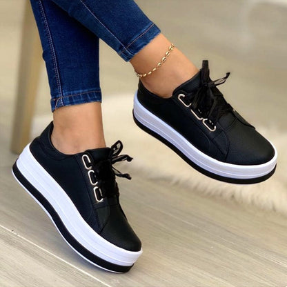 Women Vulcanized Outdoor Platform Casual PU Fashion Wedge Flats Shoes