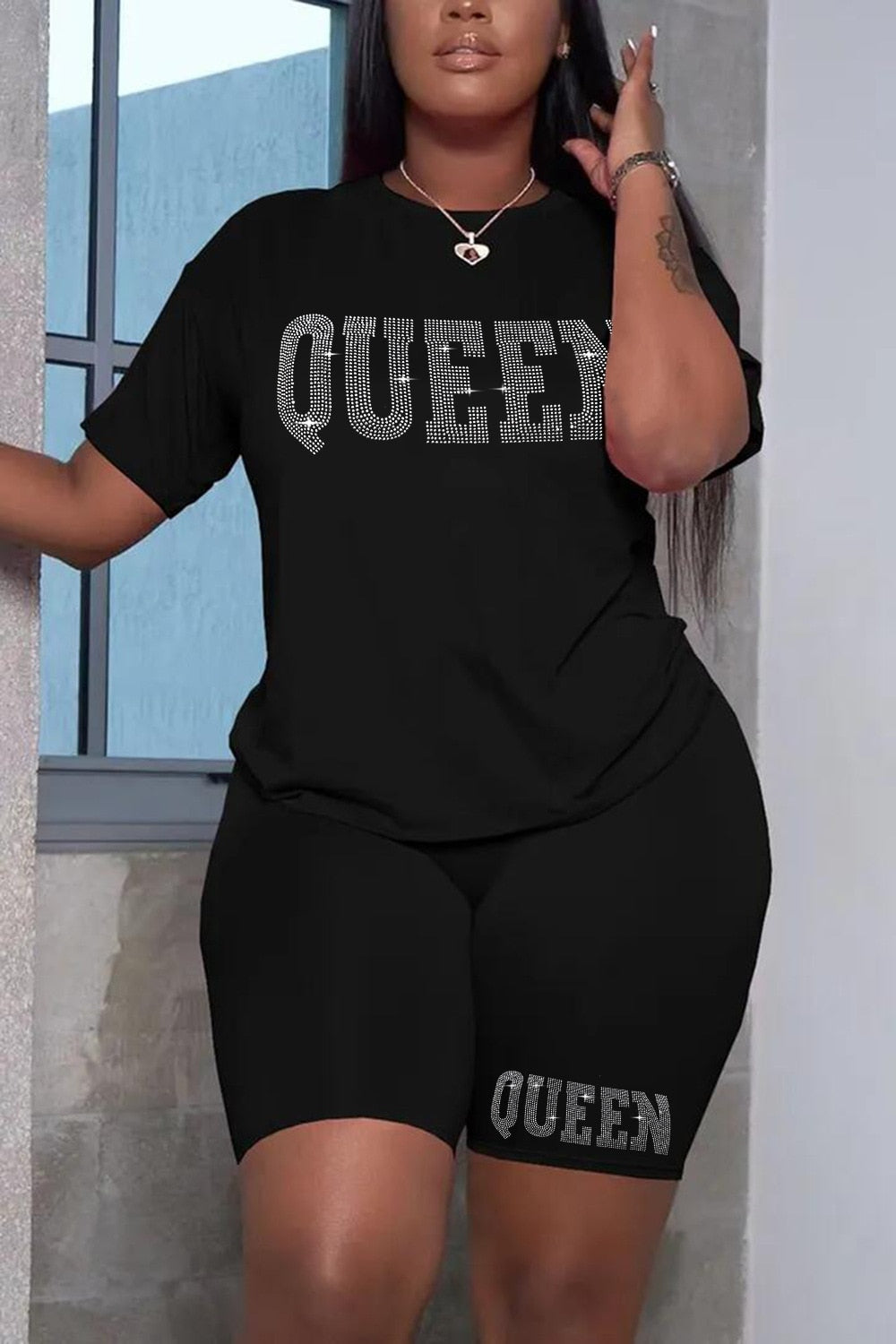 Hot Fashion Printing Diamond logo Short Set