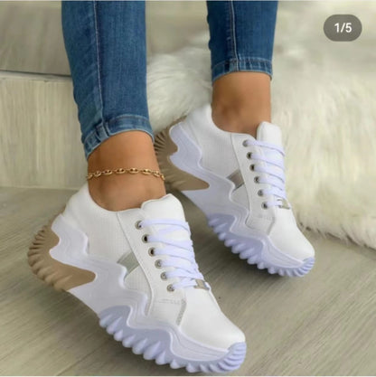 New Lace Up Wedge Platform Women Fashion Air Cushion Shoes