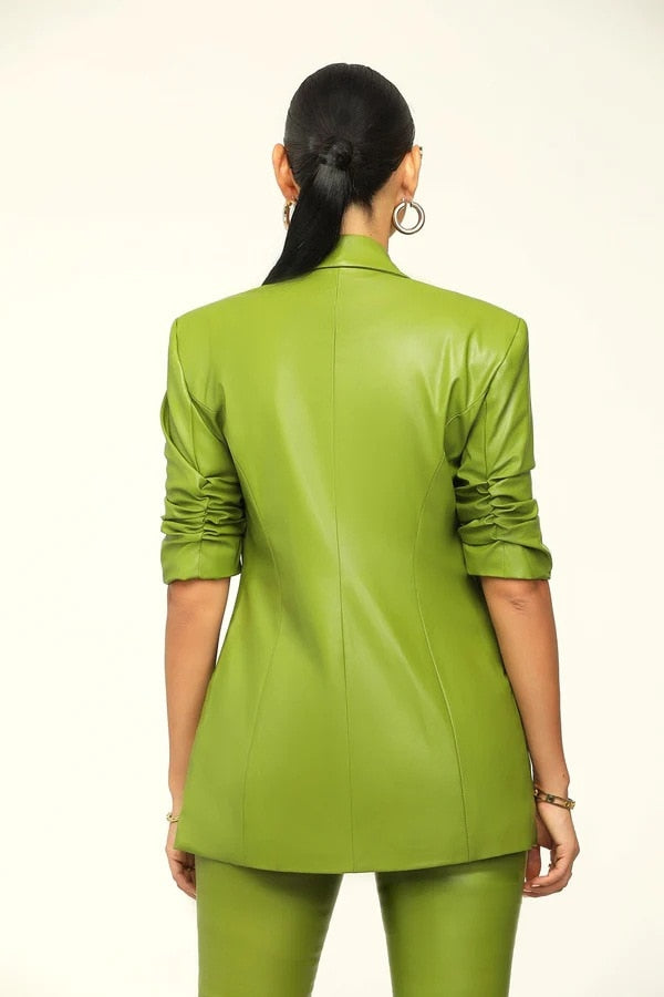 Women 2 Piece Blazer High Waist Pants Matching Set