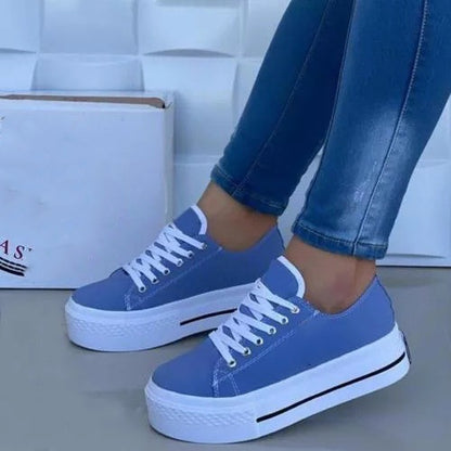 Women Canvas Summer Thick-Soled Lace up Shoes