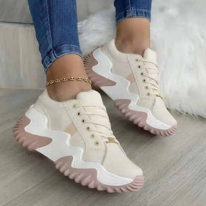 New Lace Up Wedge Platform Women Fashion Air Cushion Shoes