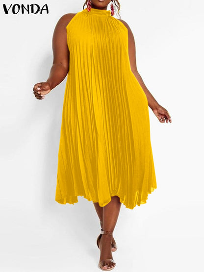 Women Elegant Satin Silk Sexy Sleeveless Collar Evening Party Long Dress