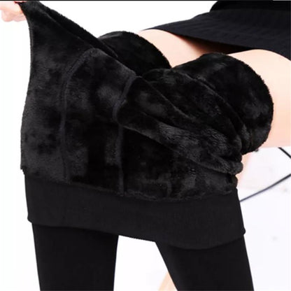 Women Warm Leggins Solid Color Velvet High Waist Stretchy Leggings