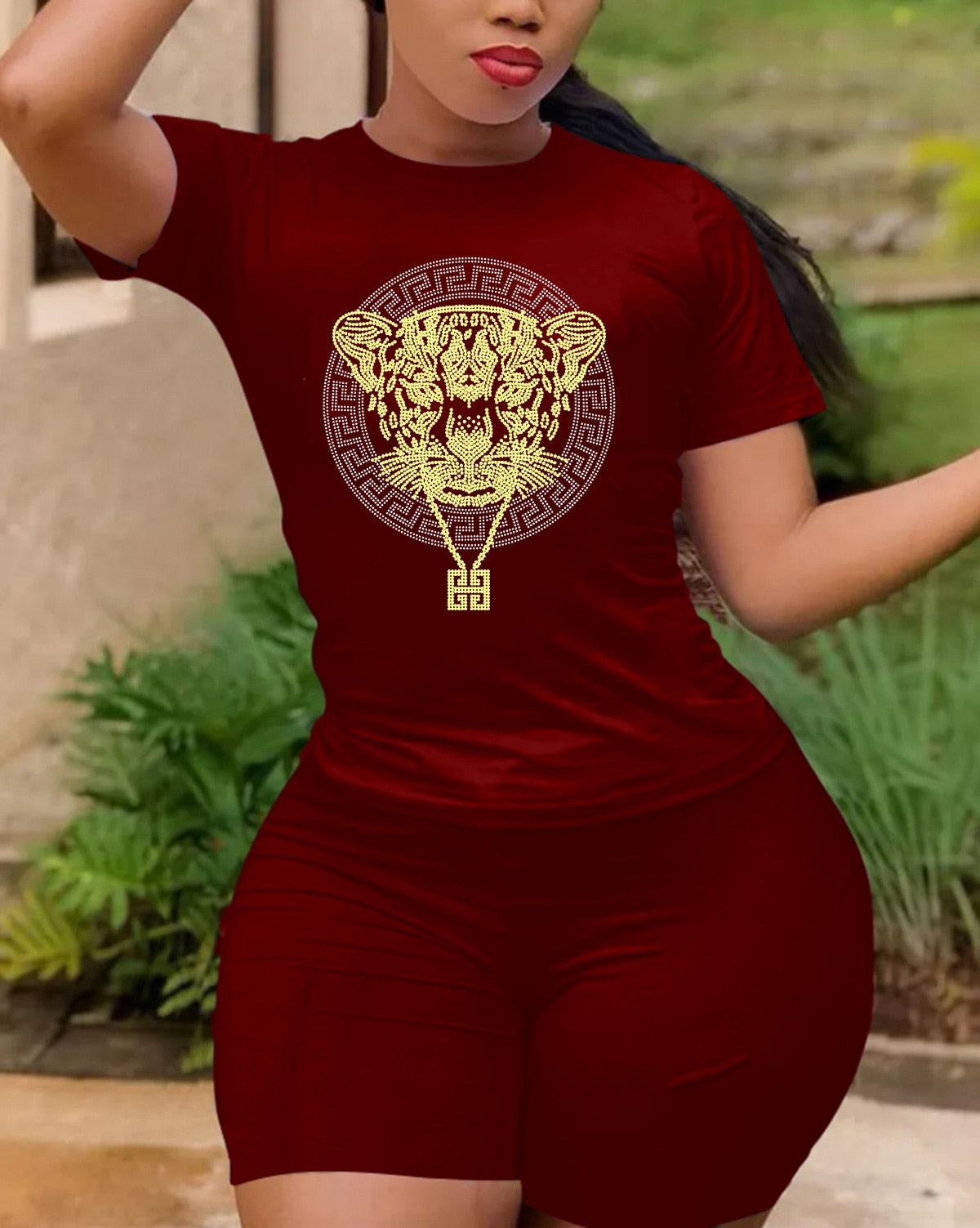 Hot Fashion Printing Diamond logo Short Set