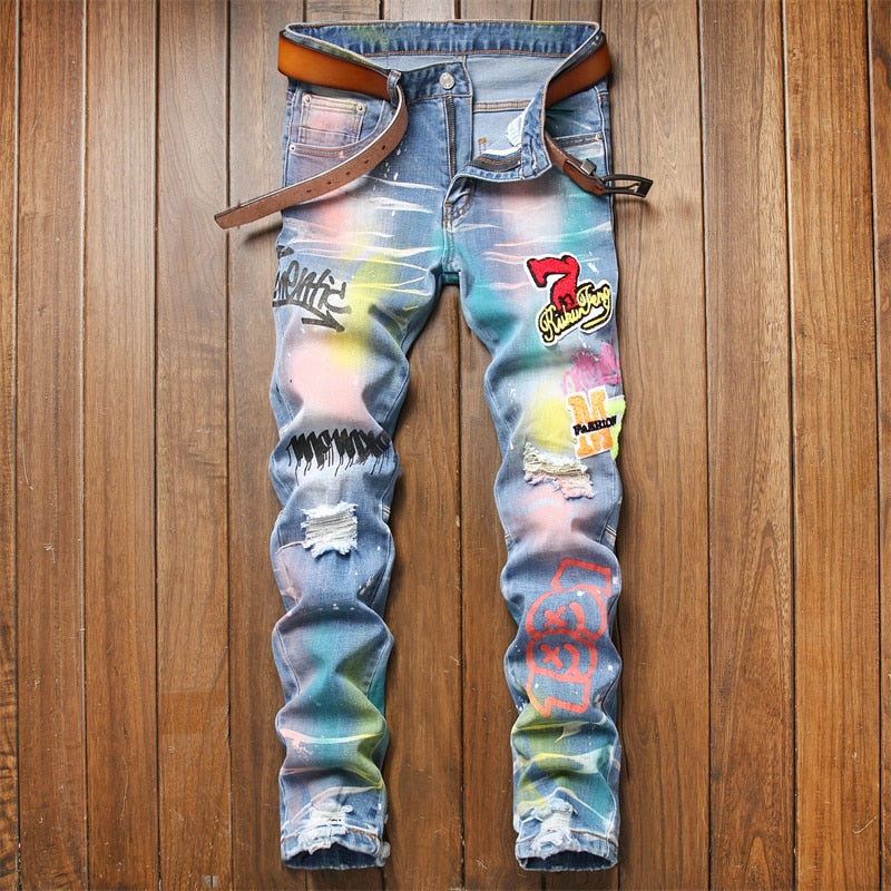 Men Slim Biker High Quality Designer Jeans