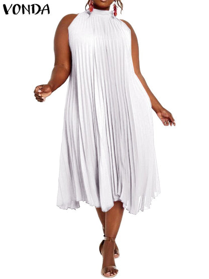 Women Elegant Satin Silk Sexy Sleeveless Collar Evening Party Long Dress