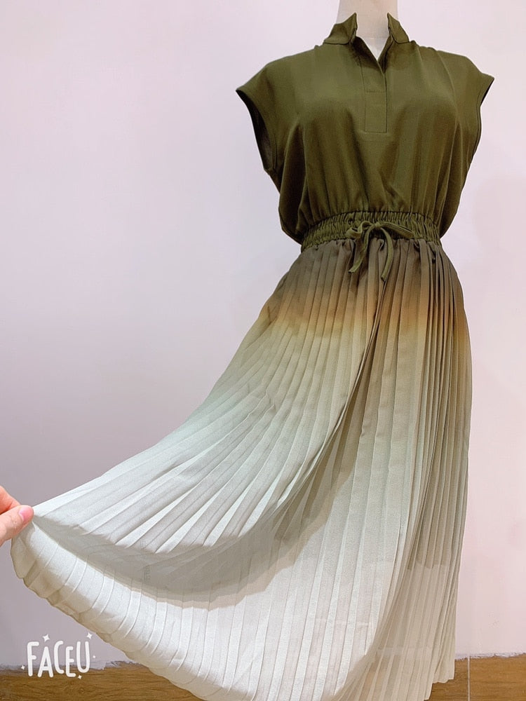 Women Gradient Summer Vintage Dress