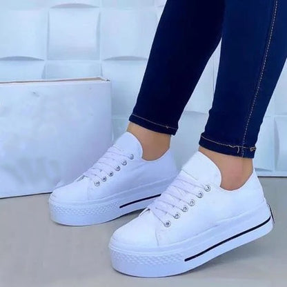 Women Canvas Summer Thick-Soled Lace up Shoes
