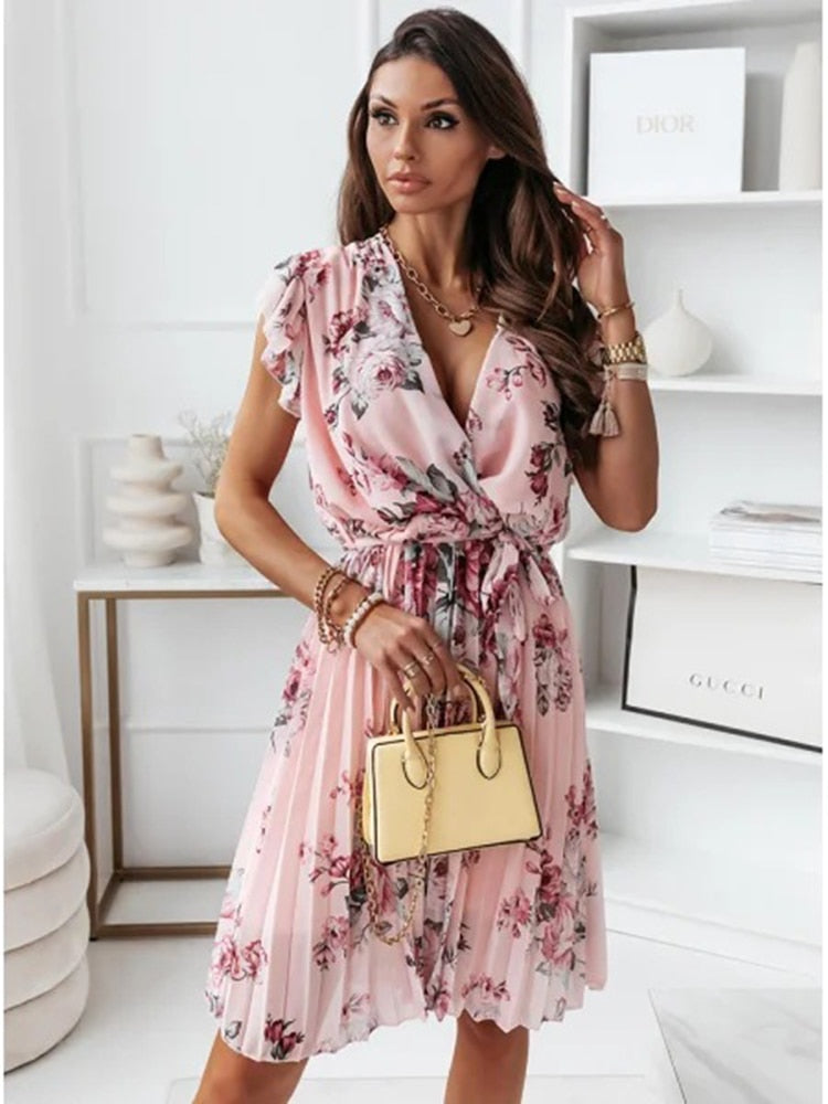Floral Print Summer Fashion Spaghetti Strap Off Shoulder Dress