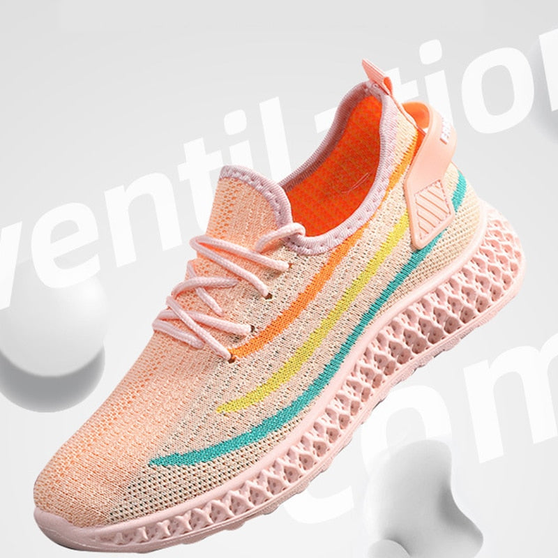 Women Flats Casual Lace-Up Mesh Light Breathable Sneakers 35-40(5-9