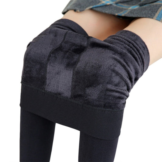 Women Warm Leggins Solid Color Velvet High Waist Stretchy Leggings